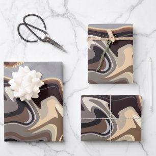 Abstract Fluid Harmony in Warm Earth Tones Wrapping Paper Sheet
