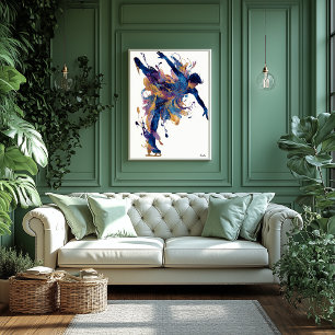 Abstract Fluid Ink Ice Skater – Modern Motion Art Poster