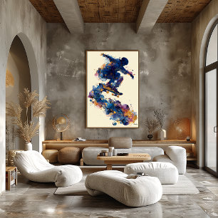 Abstract Fluid Ink Skater – Modern Motion Wall Art