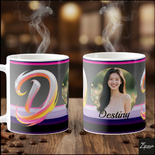 Abstract Fluid Letter D Neon Brush Coffee Mug