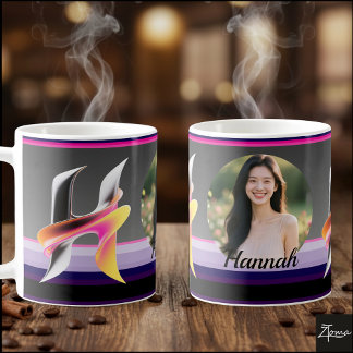 Abstract Fluid Letter H Metallic Neon Coffee Mug