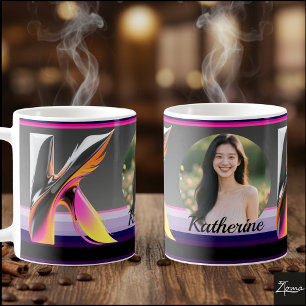 Abstract Fluid Letter K Neon Feather Coffee Mug