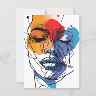 Abstract Fluid Line Face Art Postcard