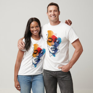 Abstract Fluid Line Face Art T-Shirt
