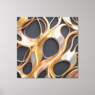 Abstract Fluid Metallic Gold Copper Silver Swirl  Canvas Print