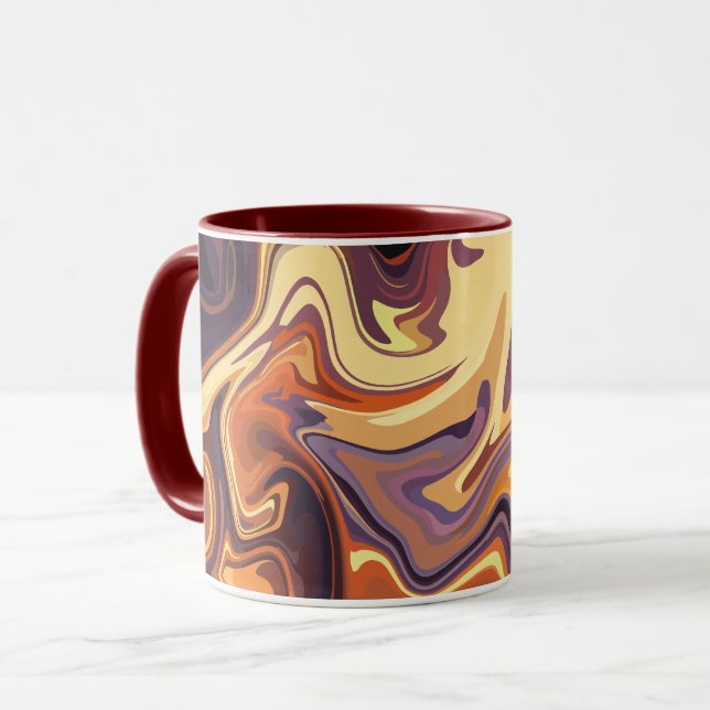 Abstract Fluid Swirl Design in Warm Tones Mug (Front Left)