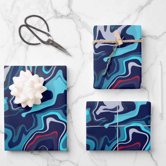 Abstract Fluid Wave Design Wrapping Paper Sheet (Front)