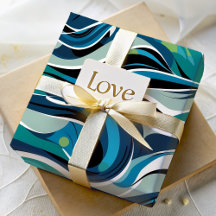 Abstract Fluid Waves Cotton Anniversary Gifts