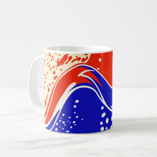 Abstract Fluid Waves in Red, and Blue Coffee Mug