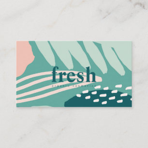 Abstract Foliage Mint Green, Teal and Blush Pink Business Card