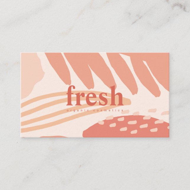 Abstract Foliage Peach Pink Coral Cream Blush Business Card (Front)