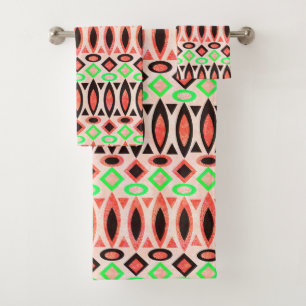 Abstract folk african ethno traditional native tri bath towel set