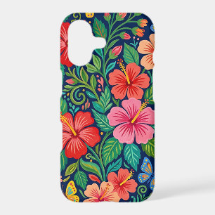 Abstract Folk Hibiscus Butterflies iPhone Cases