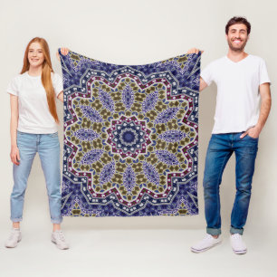 Abstract folk mandala ethno traditional ornamental fleece blanket