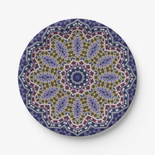 Abstract folk mandala ethno traditional ornamental paper plate