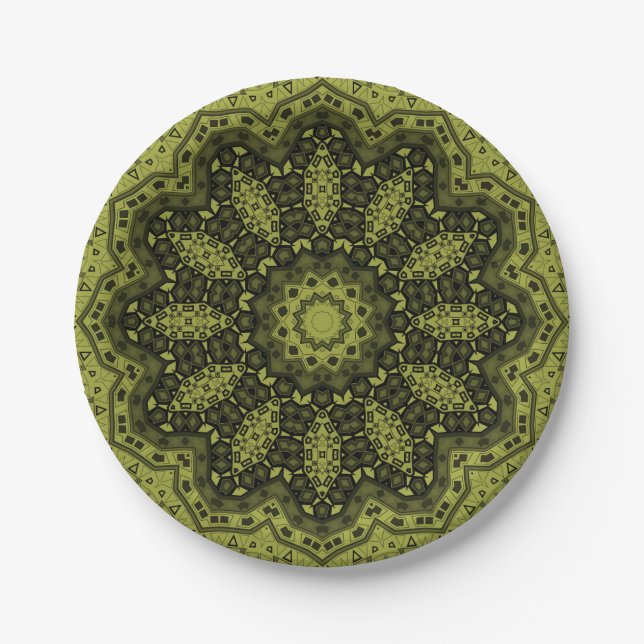 Abstract folk mandala ethno traditional ornamental paper plate (Front)