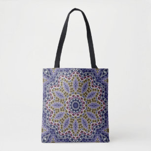 Abstract folk mandala ethno traditional ornamental tote bag
