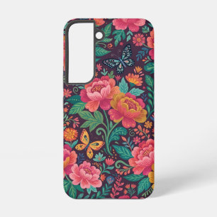 Abstract Folk Peonies Butterflies Samsung Cases