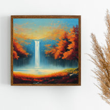 Abstract Forest Landscape Art with Autumn Trees