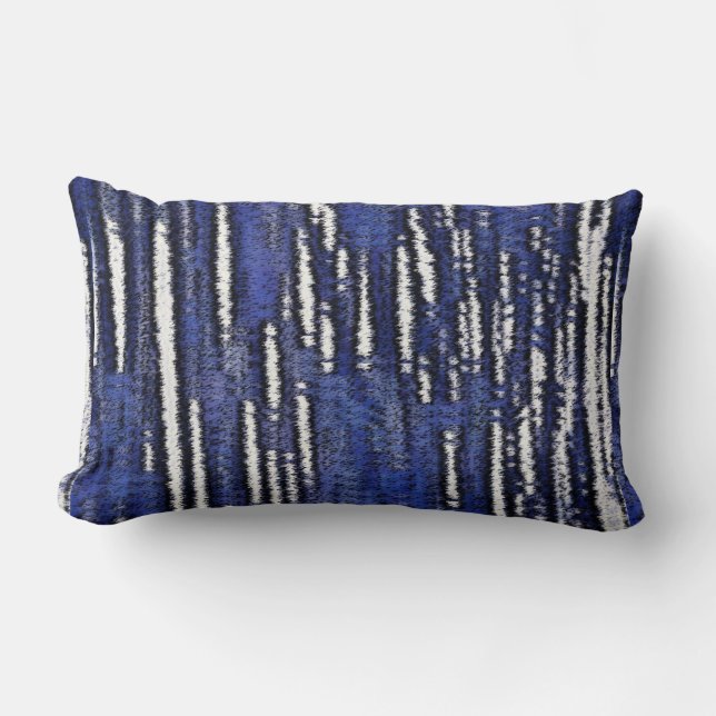 Abstract Forest Royale-Blue Lumbar Cushion (Front)