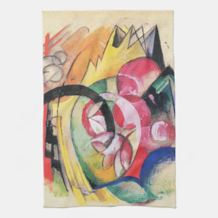 Abstract Forms (aka Coloured Flowers) by Franz Mar Tea Towel