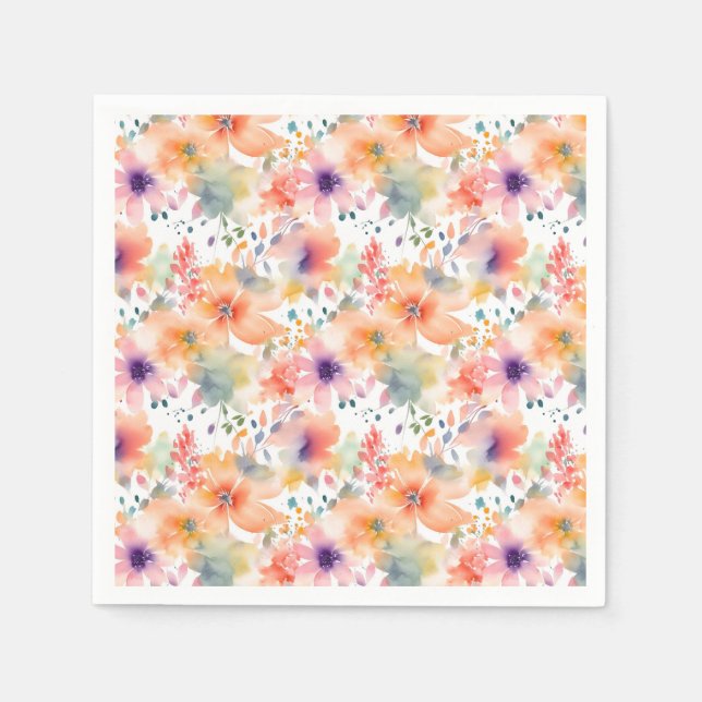 Abstract Fowers Colourful Celebration Napkin (Front)