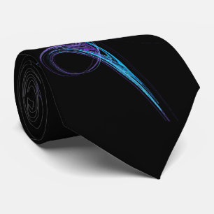 Abstract Fractal Aqua/Purple on Black Tie