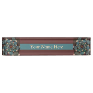Abstract Fractal Art Depth Brown Slate Blue Title Nameplate