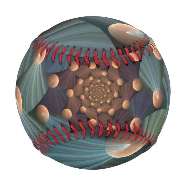 Abstract Fractal Art With Depth Brown Slate Blue Baseball (Front)