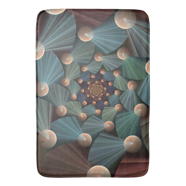 Abstract Fractal Art With Depth Brown Slate Blue Bath Mat (Front Vertical)