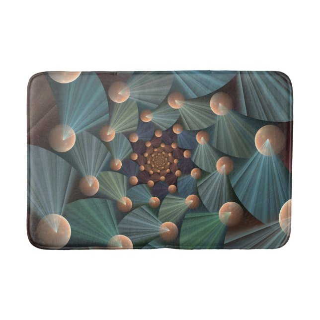 Abstract Fractal Art With Depth Brown Slate Blue Bath Mat (Front)
