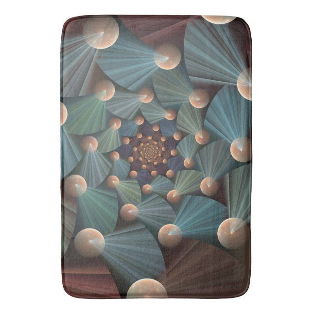 Abstract Fractal Art With Depth Brown Slate Blue Bath Mat (Front Vertical)
