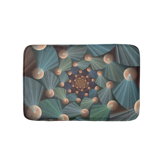 Abstract Fractal Art With Depth Brown Slate Blue Bath Mat (Front)