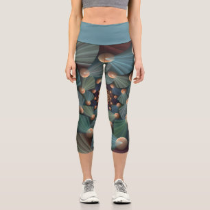 Abstract Fractal Art With Depth Brown Slate Blue Capri Leggings