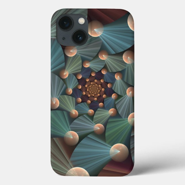 Abstract Fractal Art With Depth Brown Slate Blue Case-Mate iPhone Case (Back)
