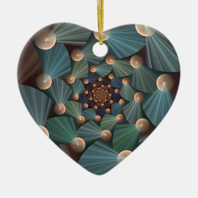 Abstract Fractal Art With Depth Brown Slate Blue Ceramic Tree Decoration (Front)