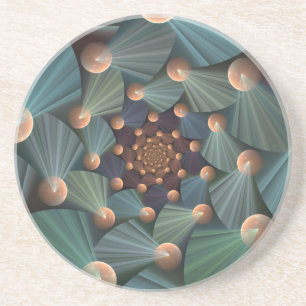Abstract Fractal Art With Depth Brown Slate Blue Coaster