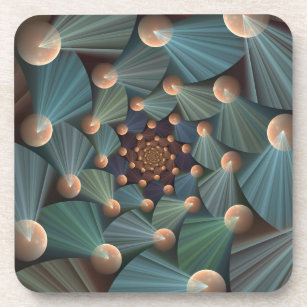Abstract Fractal Art With Depth Brown Slate Blue Coaster