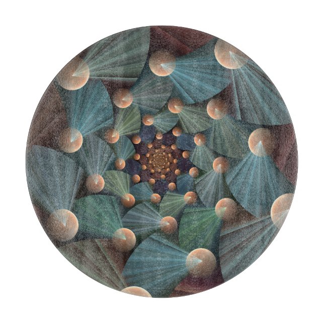 Abstract Fractal Art With Depth Brown Slate Blue Cutting Board (Front)