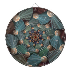 Abstract Fractal Art With Depth Brown Slate Blue Dartboard