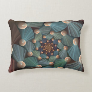 Abstract Fractal Art With Depth Brown Slate Blue Decorative Cushion