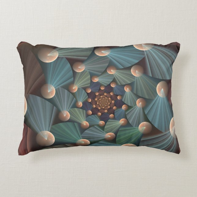 Abstract Fractal Art With Depth Brown Slate Blue Decorative Cushion (Front)