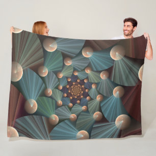 Abstract Fractal Art With Depth Brown Slate Blue Fleece Blanket