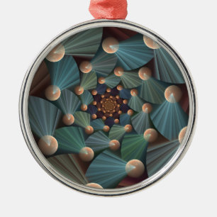 Abstract Fractal Art With Depth Brown Slate Blue Metal Tree Decoration