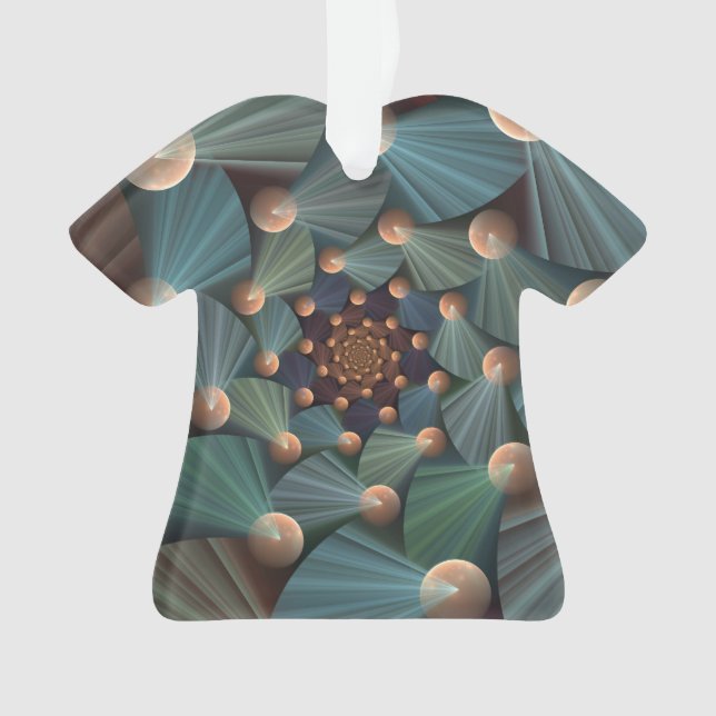 Abstract Fractal Art With Depth Brown Slate Blue Ornament (Front)