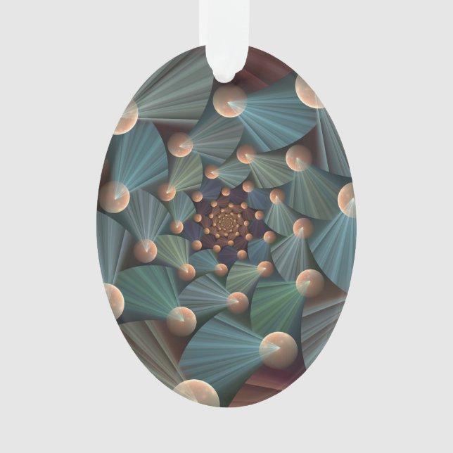 Abstract Fractal Art With Depth Brown Slate Blue Ornament (Front)