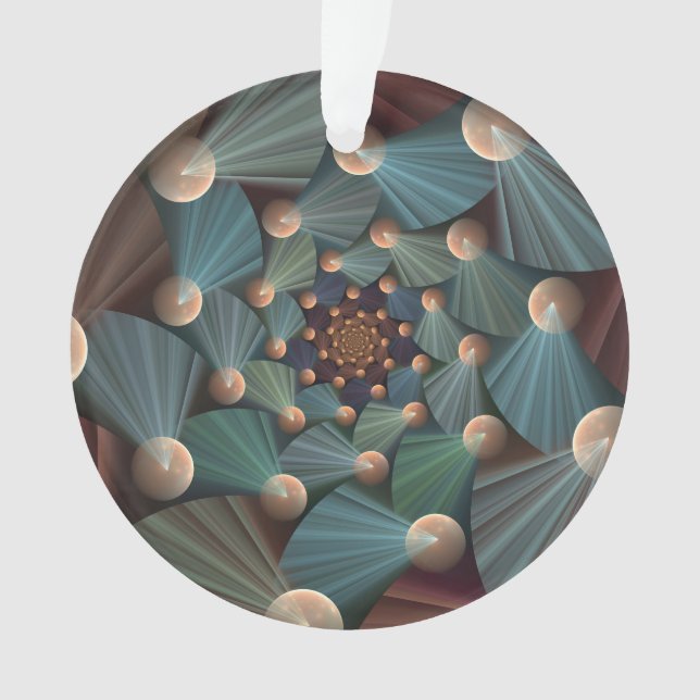 Abstract Fractal Art With Depth Brown Slate Blue Ornament (Front)