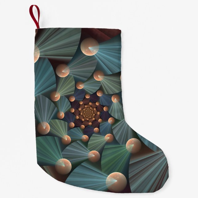 Abstract Fractal Art With Depth Brown Slate Blue Small Christmas Stocking (Front)