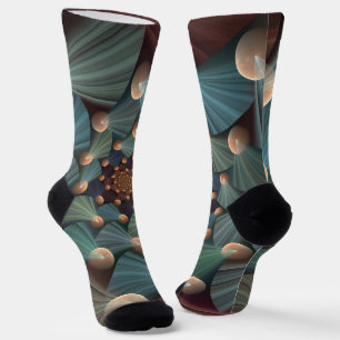 Abstract Fractal Art With Depth Brown Slate Blue Socks