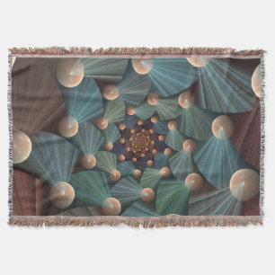 Abstract Fractal Art With Depth Brown Slate Blue Throw Blanket